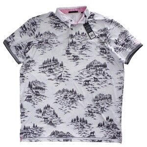 Greyson White and Black Patterned Polo Shirt